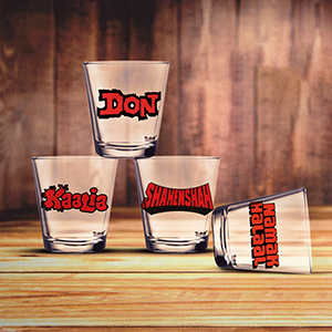 Don + Kaalia + Namak Halal + Shehanshah Shot Glasses Set of 4 - Shot Glass