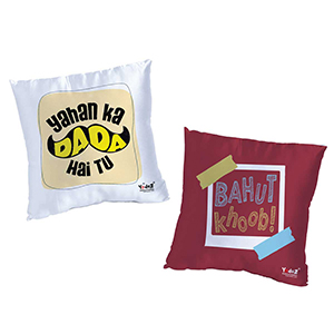 Yahan Ka Dada Hai Tu + Bahut Khoob 16 x16  Cushion Cover Set of 2 - Trendy Cushion Covers