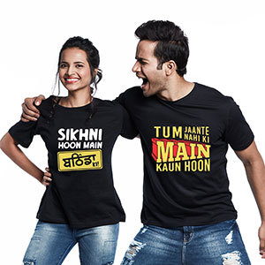 Couple T-shirt - Tum Jante Nahi + Sikhni Hoon - Couple T-shirts