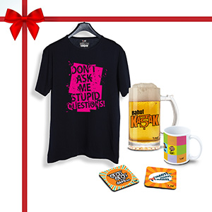 Kadak Combo, T-Shirt, 1 Beer Mug, 1 Coffee Mug1, Coaster 2 (Combo of 5)  - Super Combos
