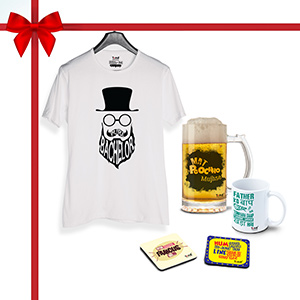 Baap of All Combo, T-Shirt, 1 Beer Mug, 1 Coffee Mug1, Coaster 2 (Combo of 5)  - Super Combos