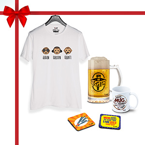 Party Combo, T-Shirt, 1 Beer Mug, 1 Coffee Mug1, Coaster 2 (Combo of 5)  - Super Combos