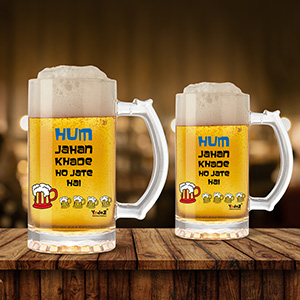 Hum Jahan Khade Ho Jaate Hain Beer Mug Set Of 2 - Beer Mugs