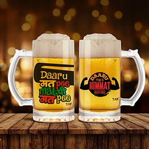 Daaru Mat Pee + Daru Peene Se Himmat Aati Hai Beer Mug Set Of 2 - Beer Mugs