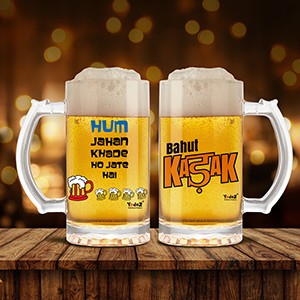 Hum Jahan Khade Ho Jaate Hain + Bahut Kadak  Beer Mug Set Of 2 - Beer Mugs