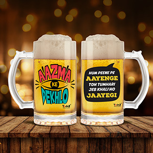 Aajma Ke Dekh + Hum Peene Pe Aayenge Beer Mug Set Of 2 - Beer Mugs