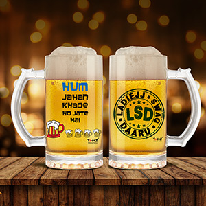 Hum Jahan Khade Ho Jaate Hain + Ladiejj Swag Daaru Beer Mug Set Of 2 - Beer Mugs